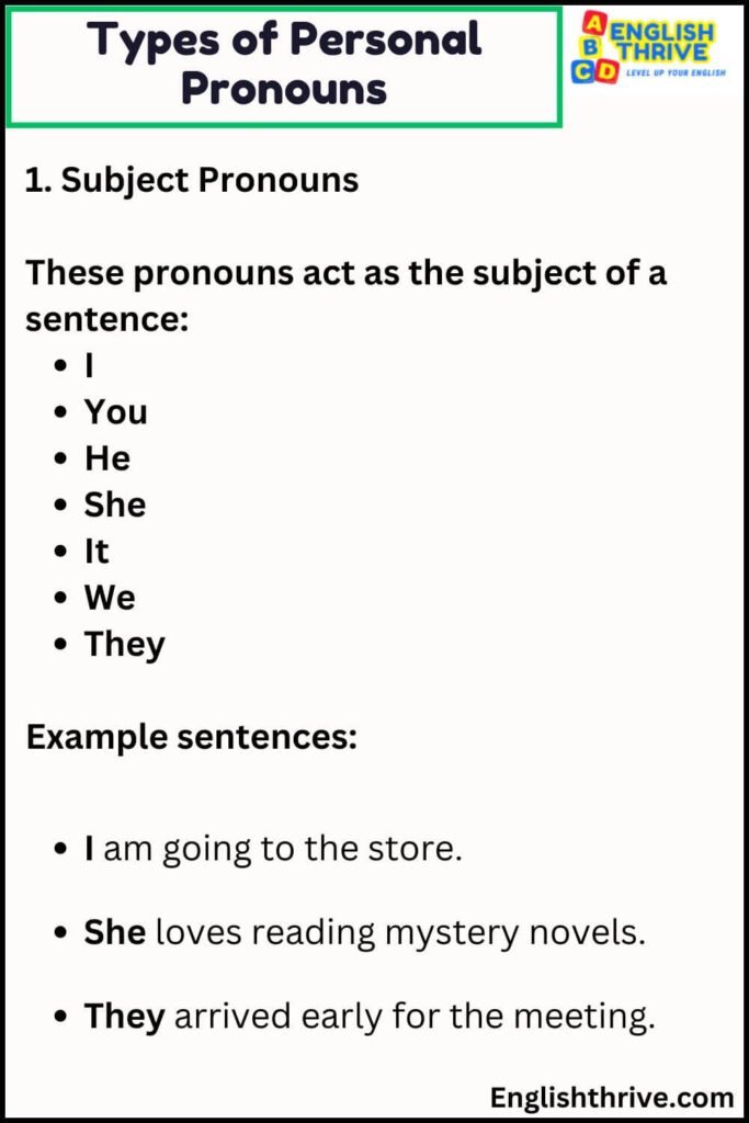 Types of Personal Pronouns