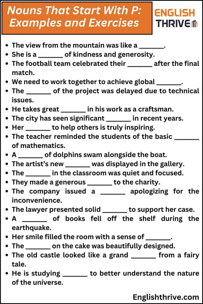 Nouns That Start With P Examples and Exercises