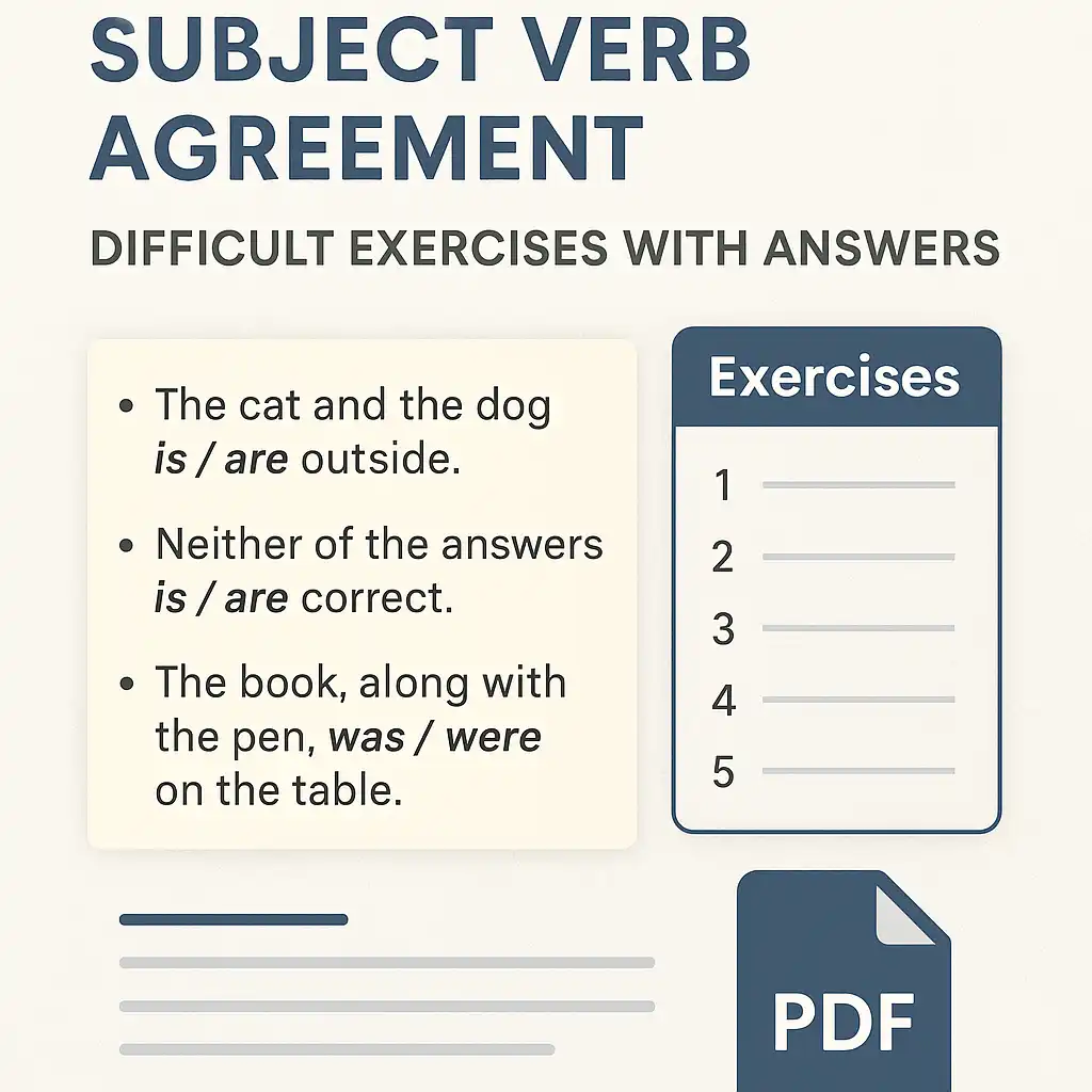 Subject Verb Agreement Difficult Exercises 