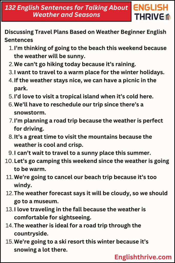 132 English Sentences for Talking About Weather and Seasons