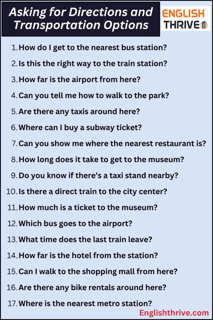 English Sentences for Traveling