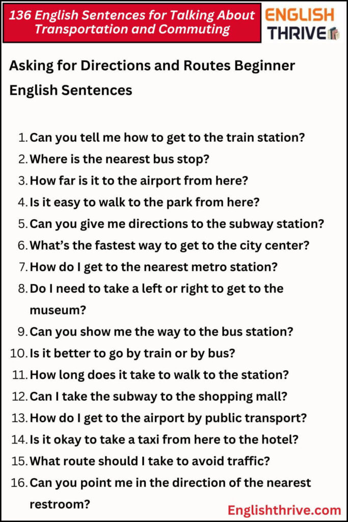 136 English Sentences for Talking About Transportation and Commuting