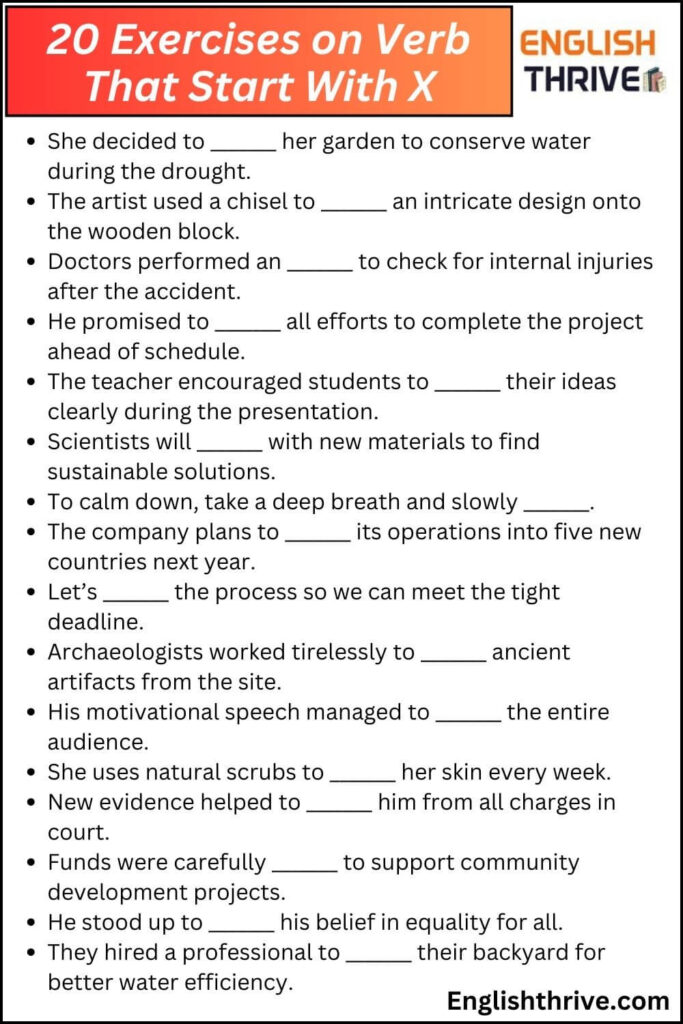 Verbs That Start With X