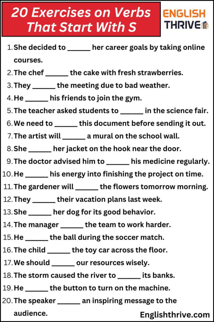 Verbs That Start With S Example and Exercise