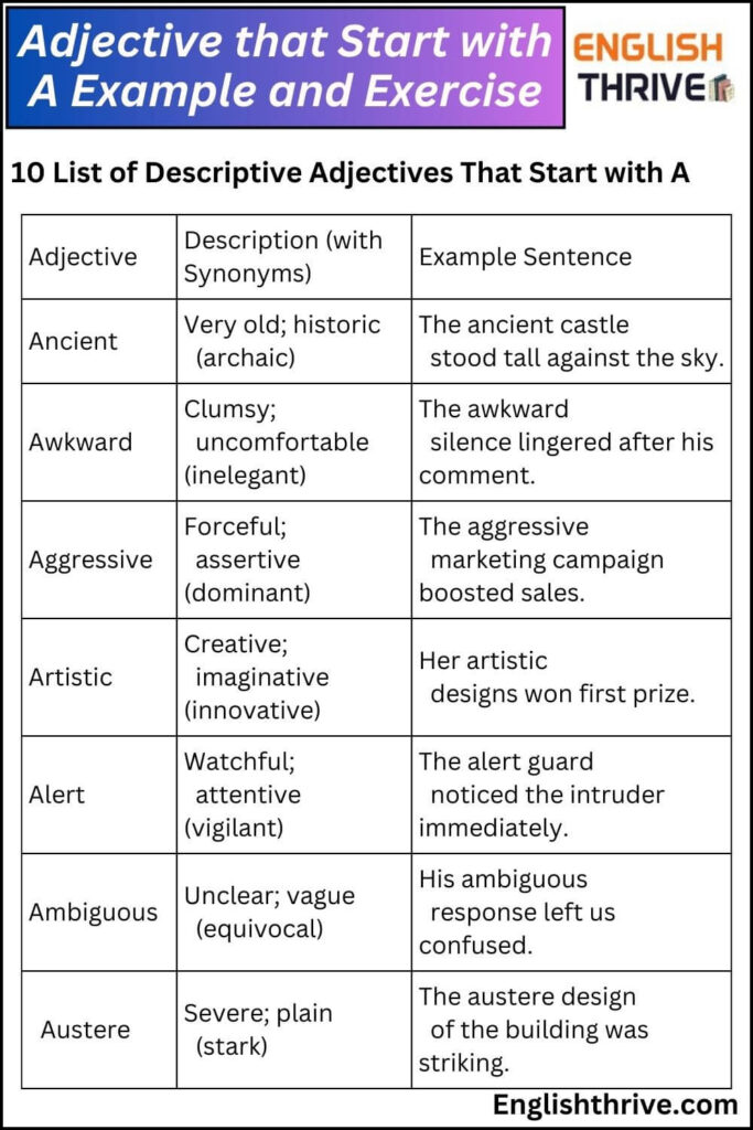 10 List of Quantitative Adjectives That Start with A; Adjective that start with a to describe a person; Adjectives that start with Y; Adjective that start with a to z; Adjectives starting with A to describe a person positively; Adjectives that start with R; Adjectives that start with E; Adjectives that start with B; Adjectives that start with L;