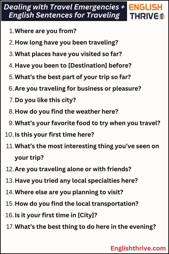 English Sentences for Traveling