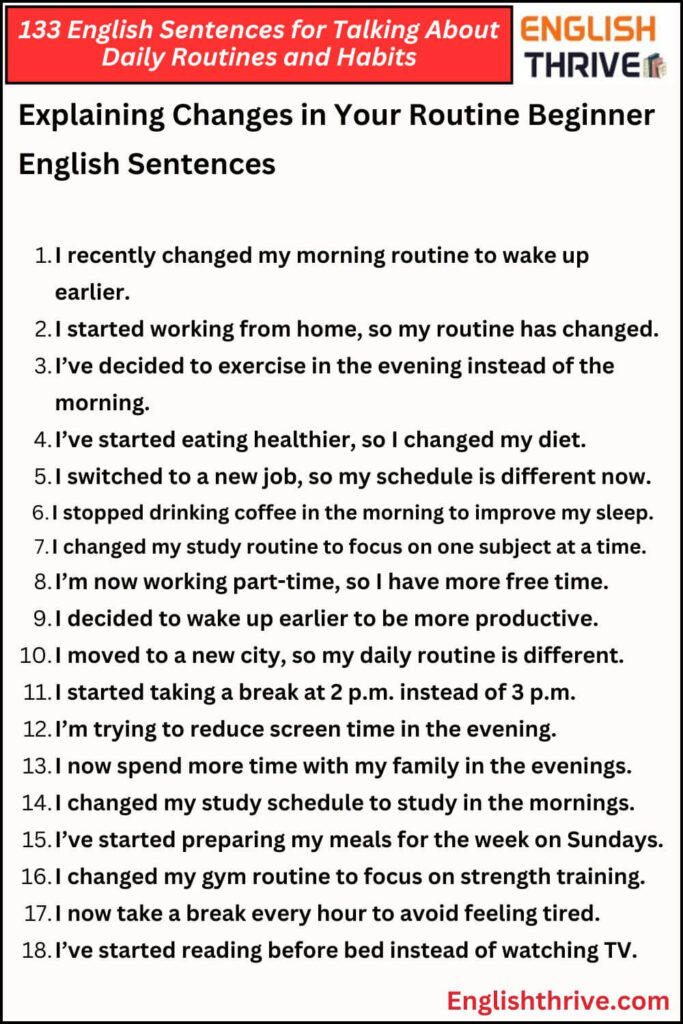 English Sentences for Talking About Daily Routines and Habits