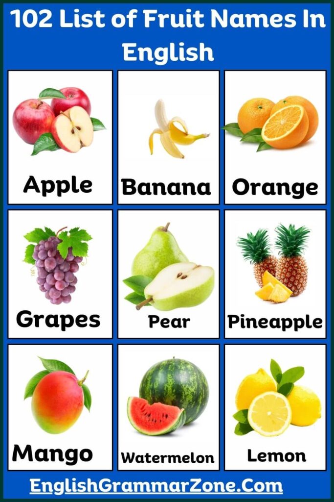 102 List of Fruit Names In English