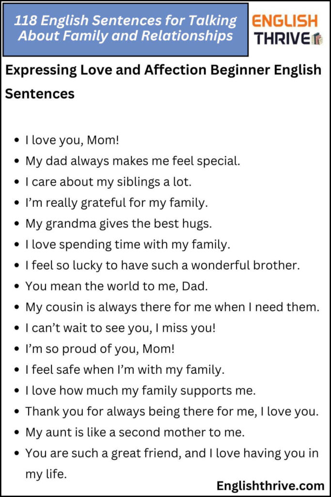 118 English Sentences for Talking About Family and Relationships