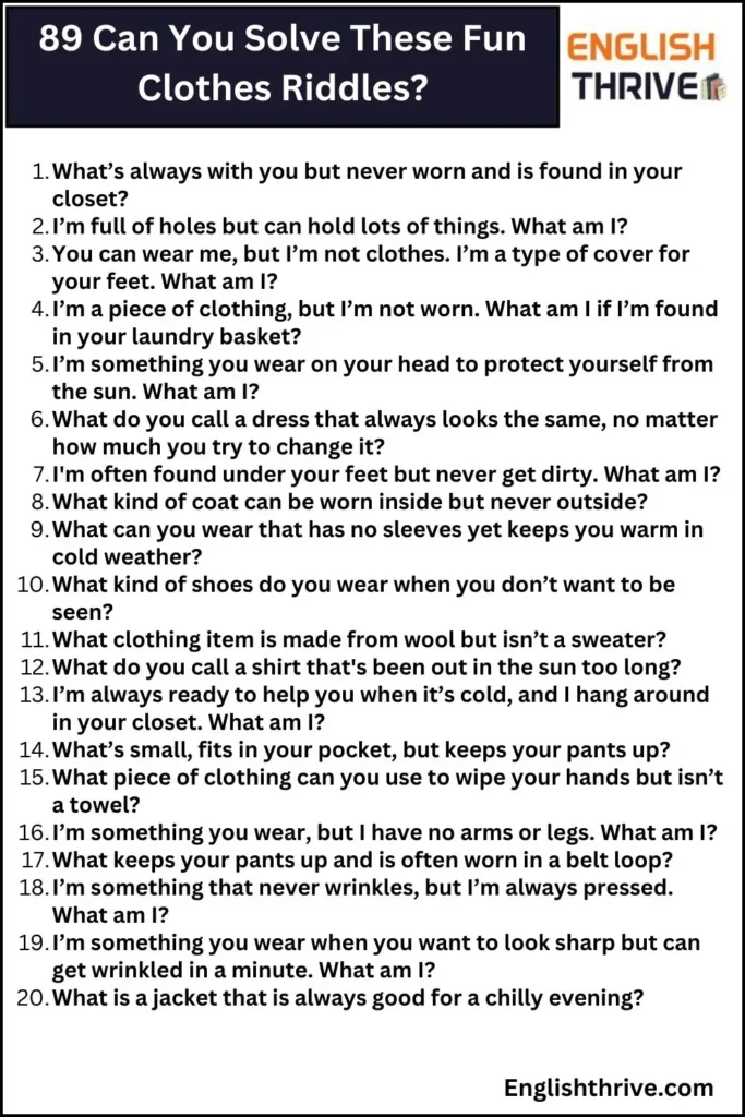  89 Can You Solve These Fun Clothes Riddles Riddles to Test Your Programming Skills