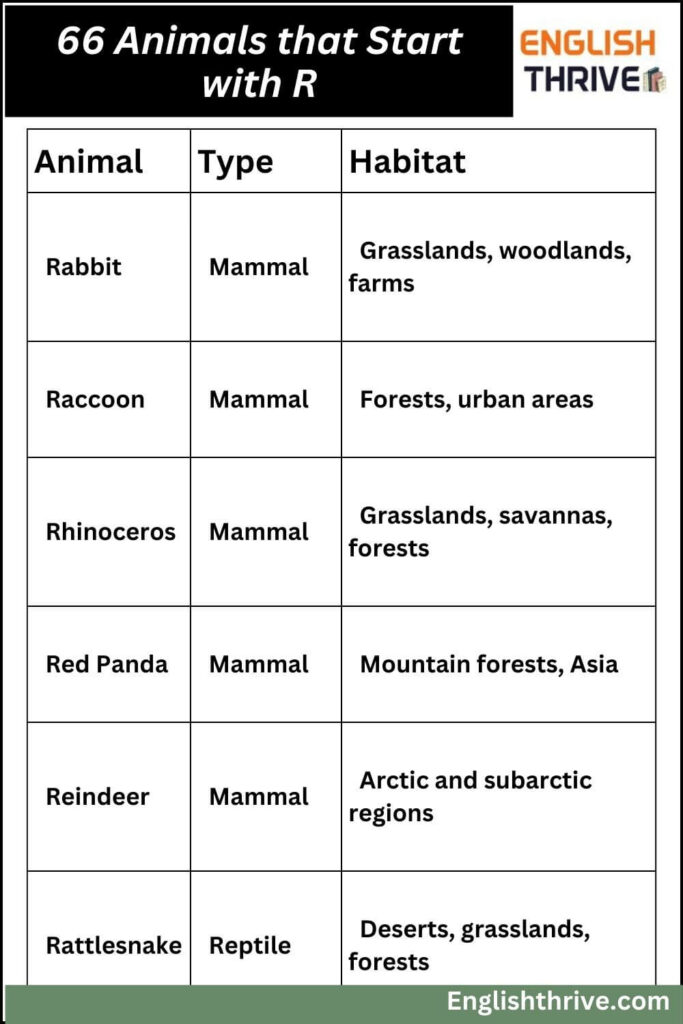 66 Animals that Start with R
