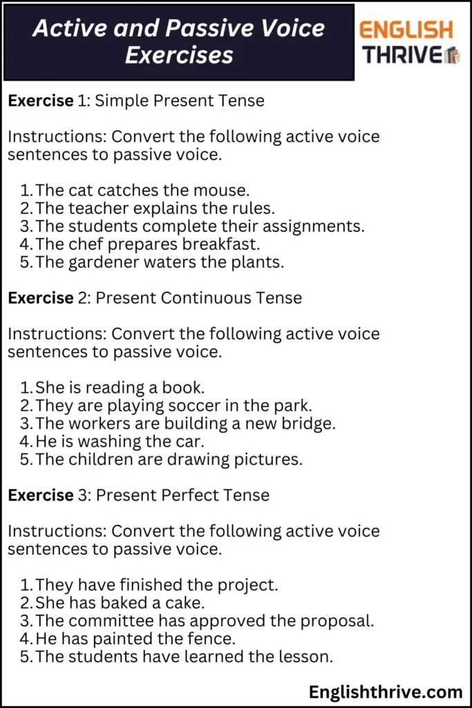 Active and Passive Voice Exercises