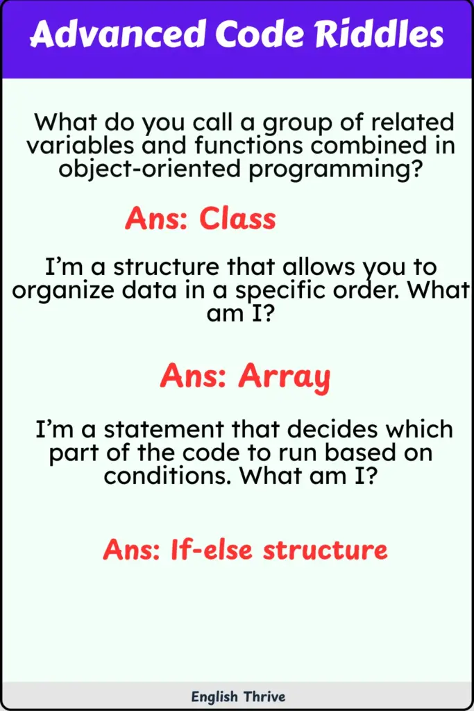 Advanced code riddles