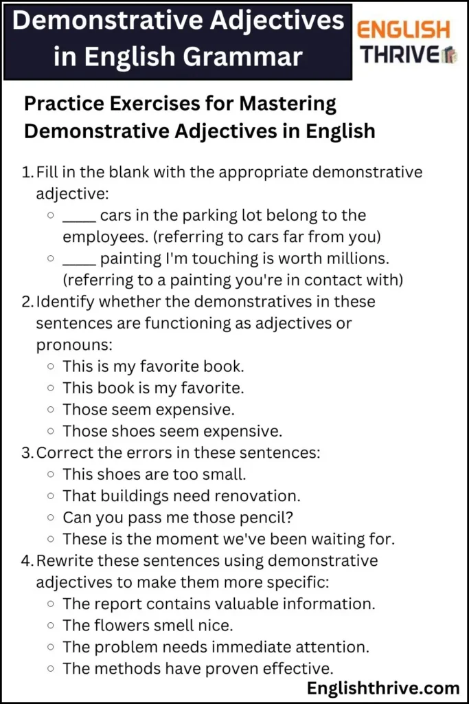 Demonstrative Adjectives in English Grammar