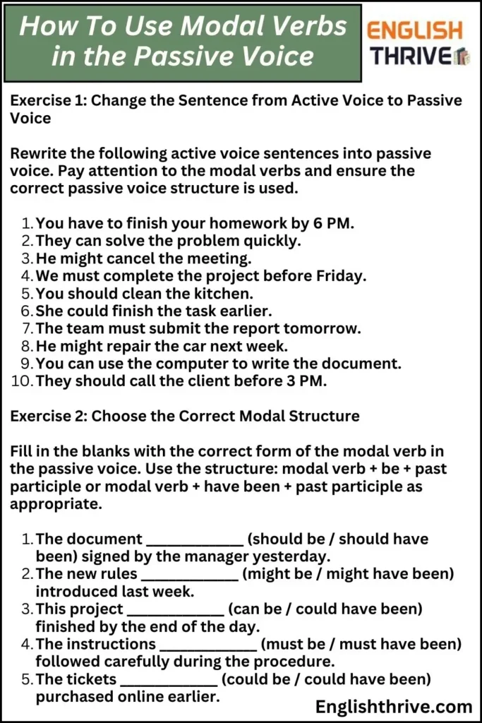 How To Use Modal Verbs in the Passive Voice