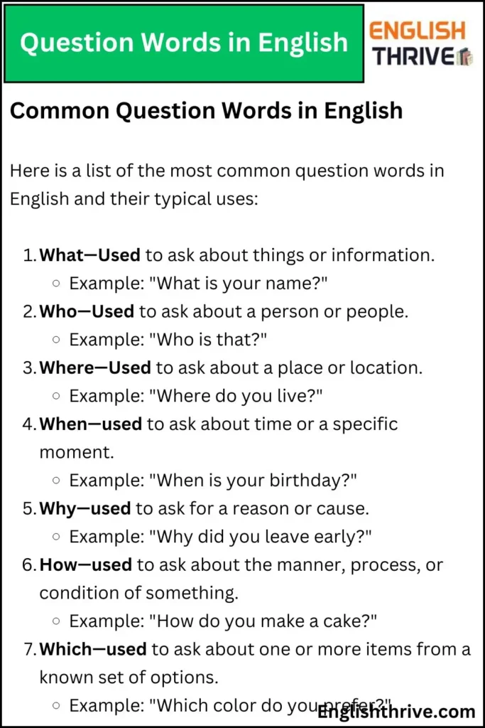 Question Words in English