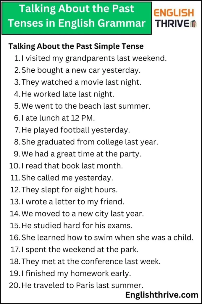 Talking About the Past Tenses in English Grammar