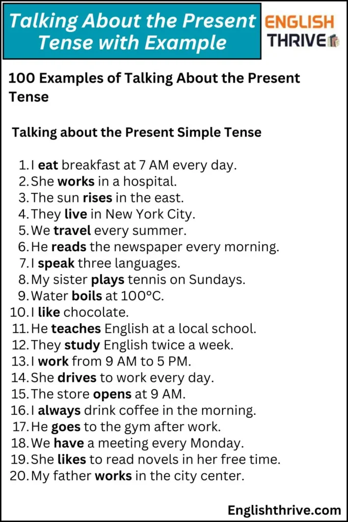 Talking About the Present Tense with Example