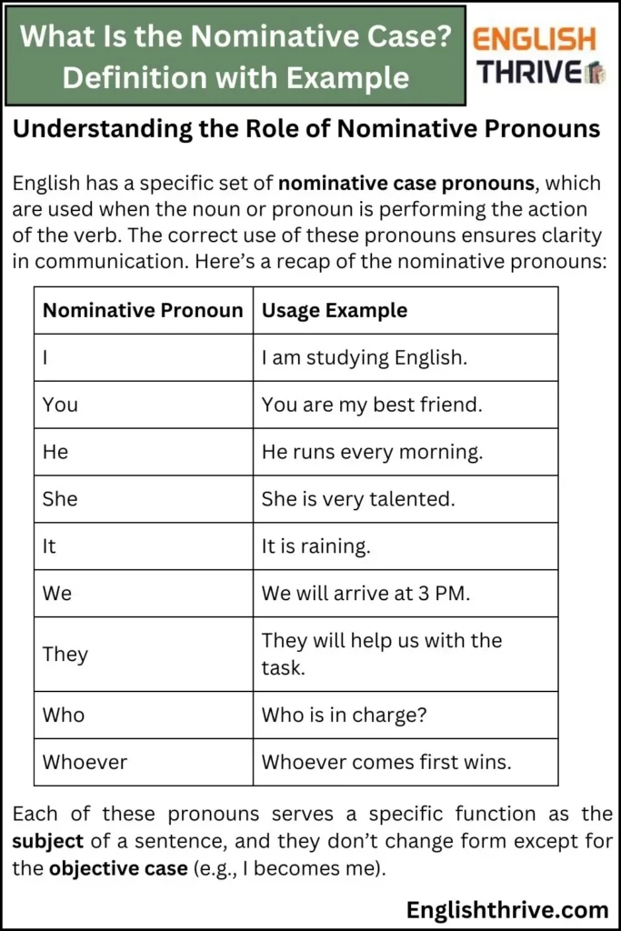What Is the Nominative Case_ Definition with Example