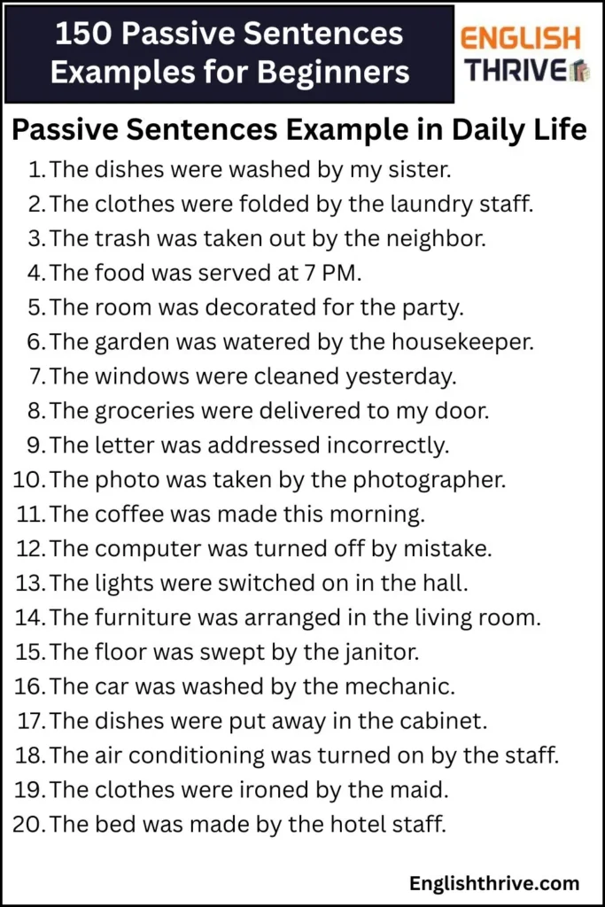 150 Passive Sentences Examples for Beginners