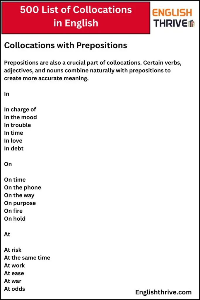 500 List of Collocations in English