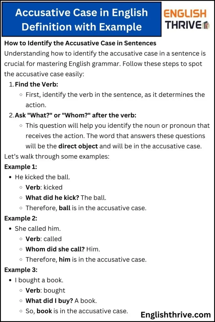 Accusative Case in English Definition with Example