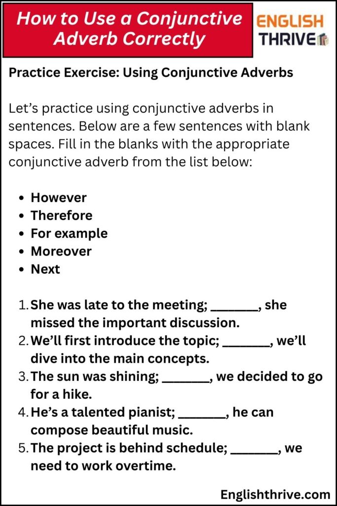 How to Use a Conjunctive Adverb Correctly