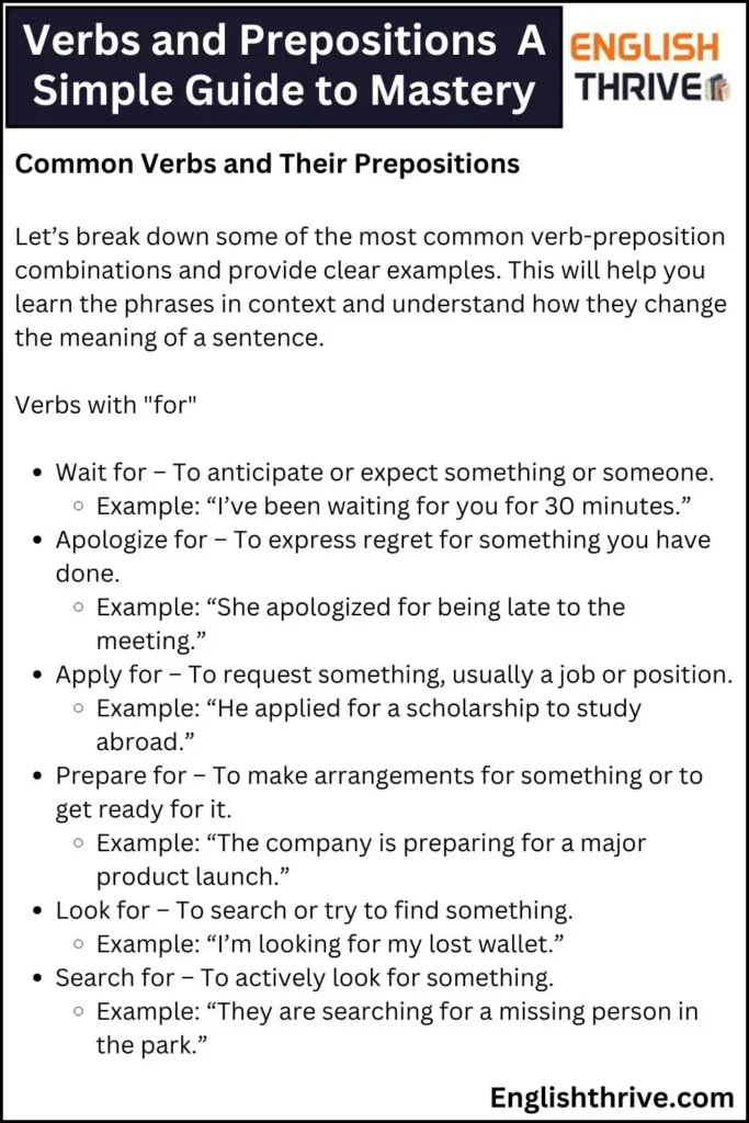 Verbs and Prepositions A Simple Guide to Mastery