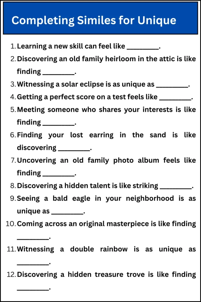 Completing Similes for Unique