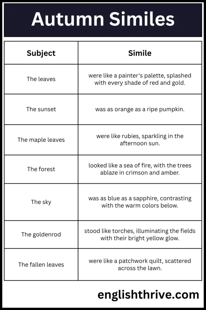 Similes for Autumn
