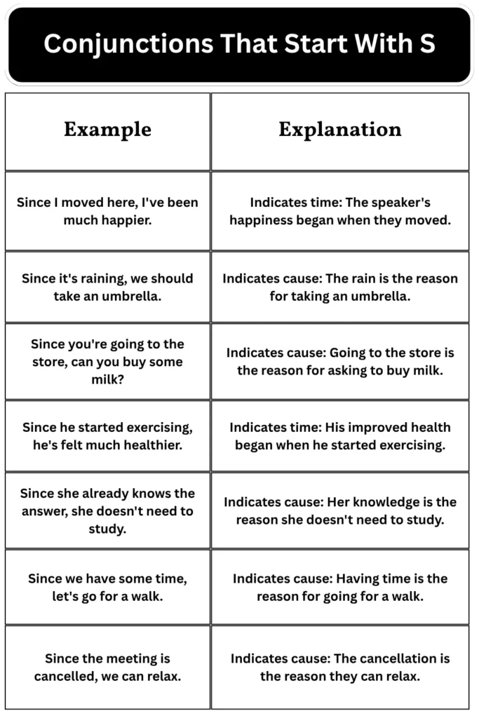 Conjunctions Starting with S