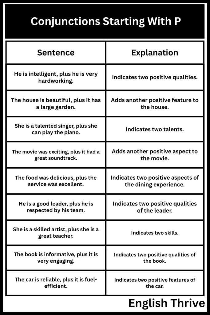 Conjunctions Starting With P