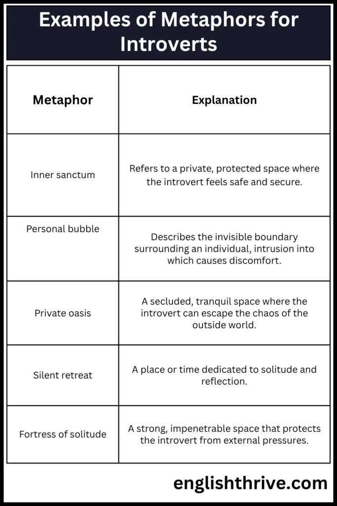 Examples of Metaphors for Introverts