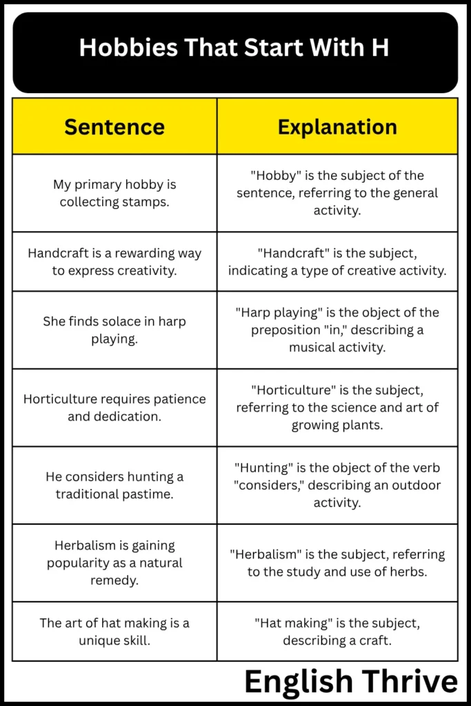 Hobbies That Start With H