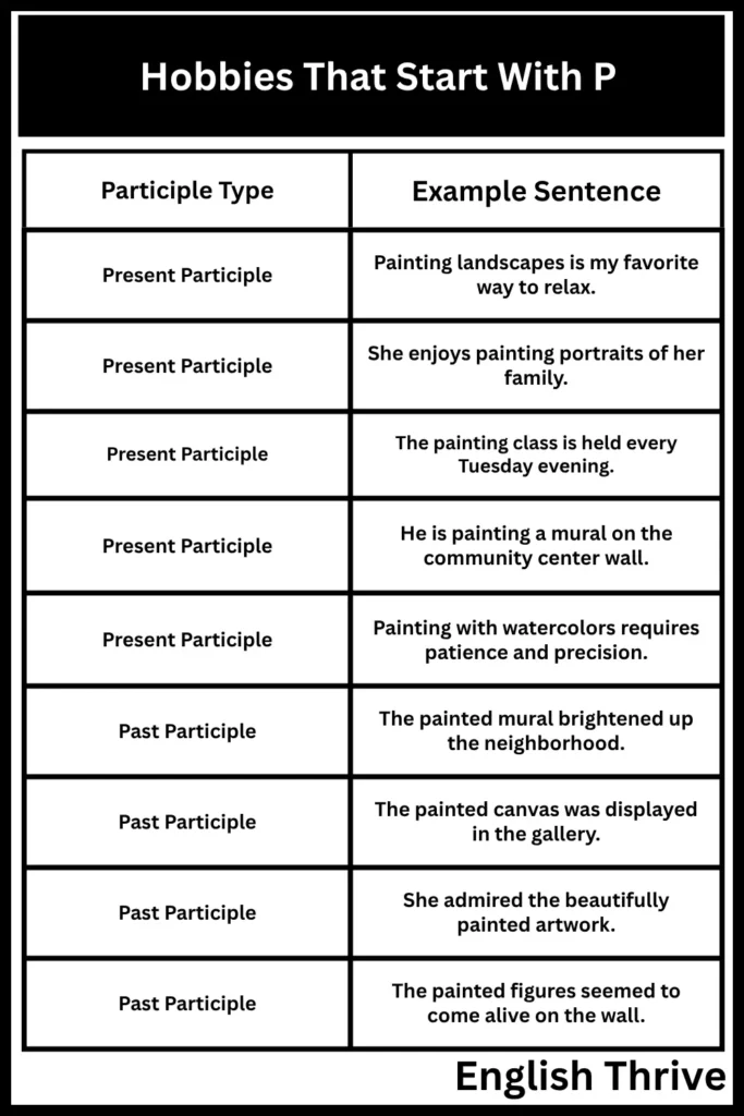 Hobbies That Start With "P"