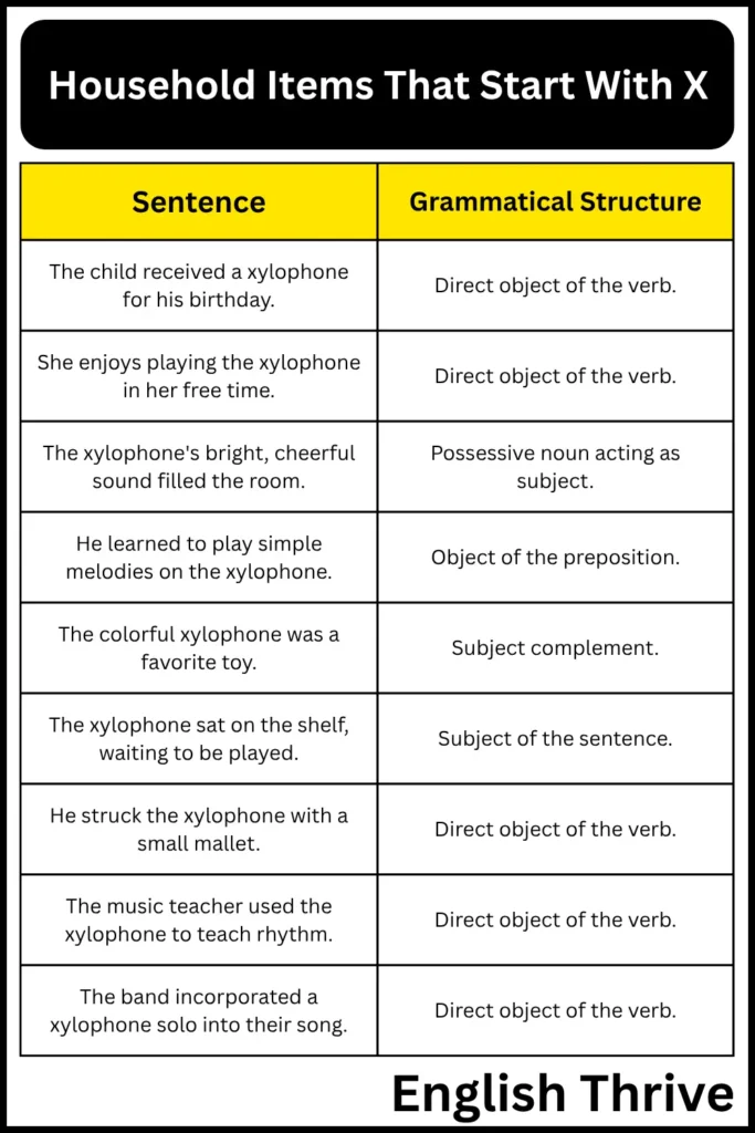 Household Items Starting With X