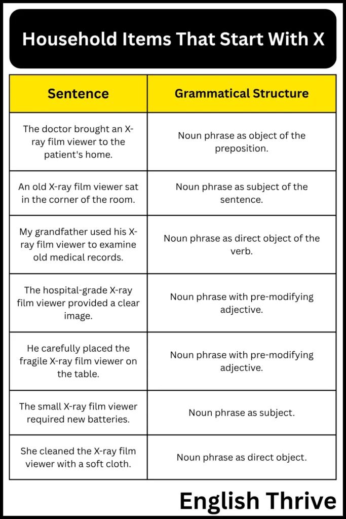 Household Items Starting With 'X'