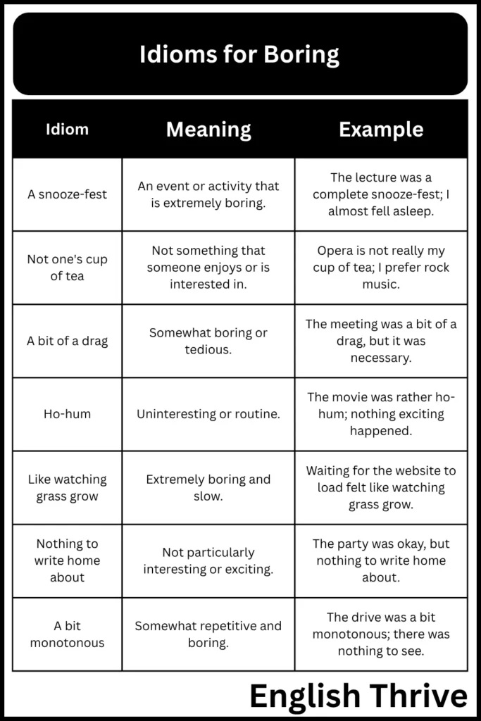 Idioms for "Boring"