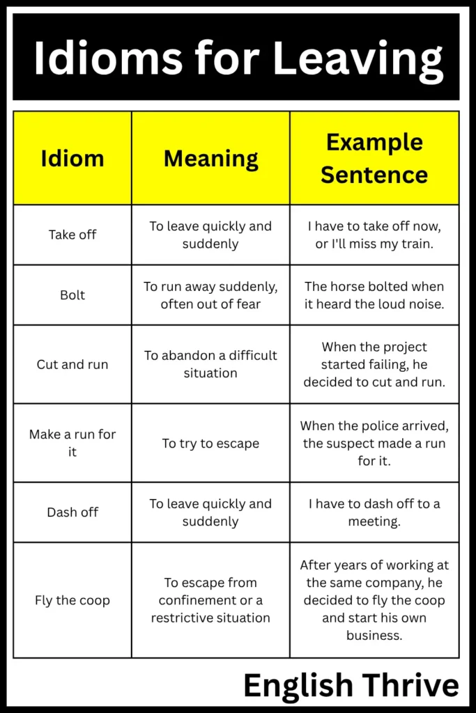 Idioms for Leaving