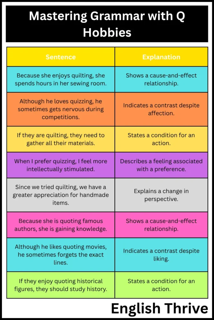 Hobbies that start with Q