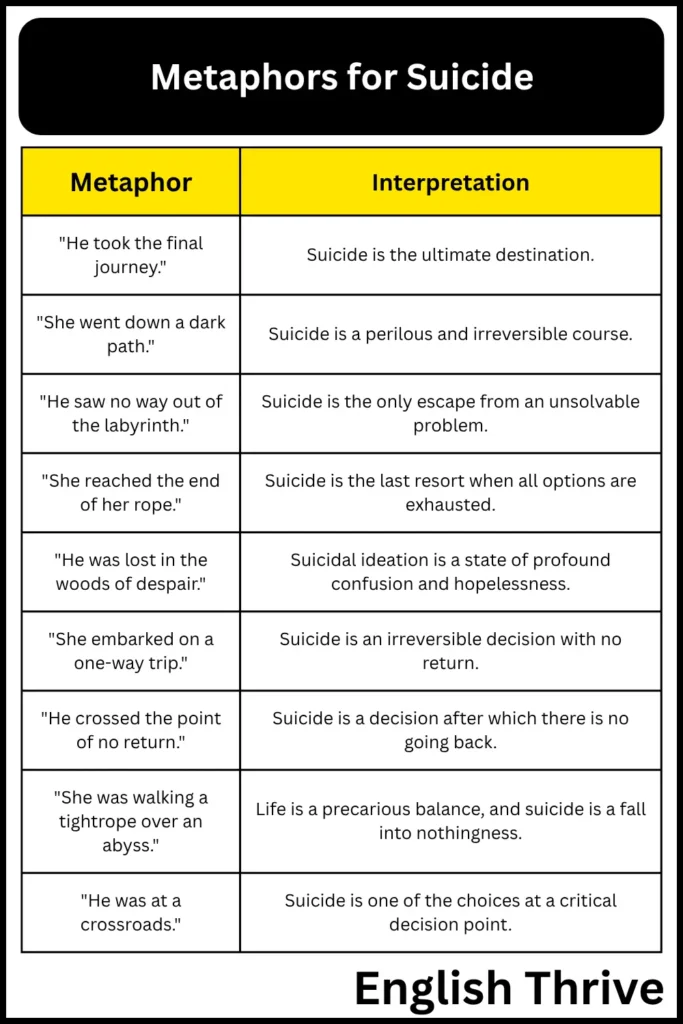 Metaphors for Suicide