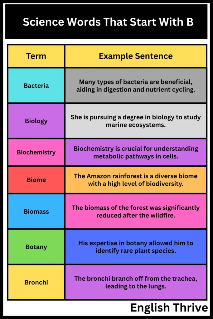 Science Words That Start With B