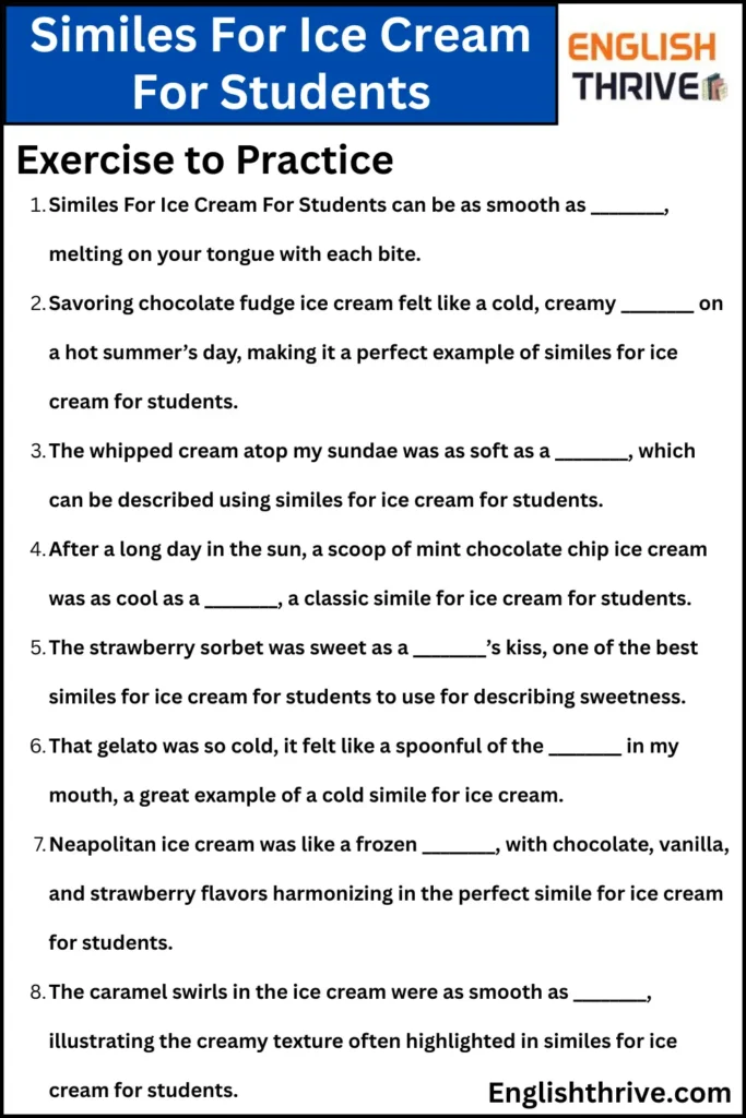 Similes For Ice Cream For Students