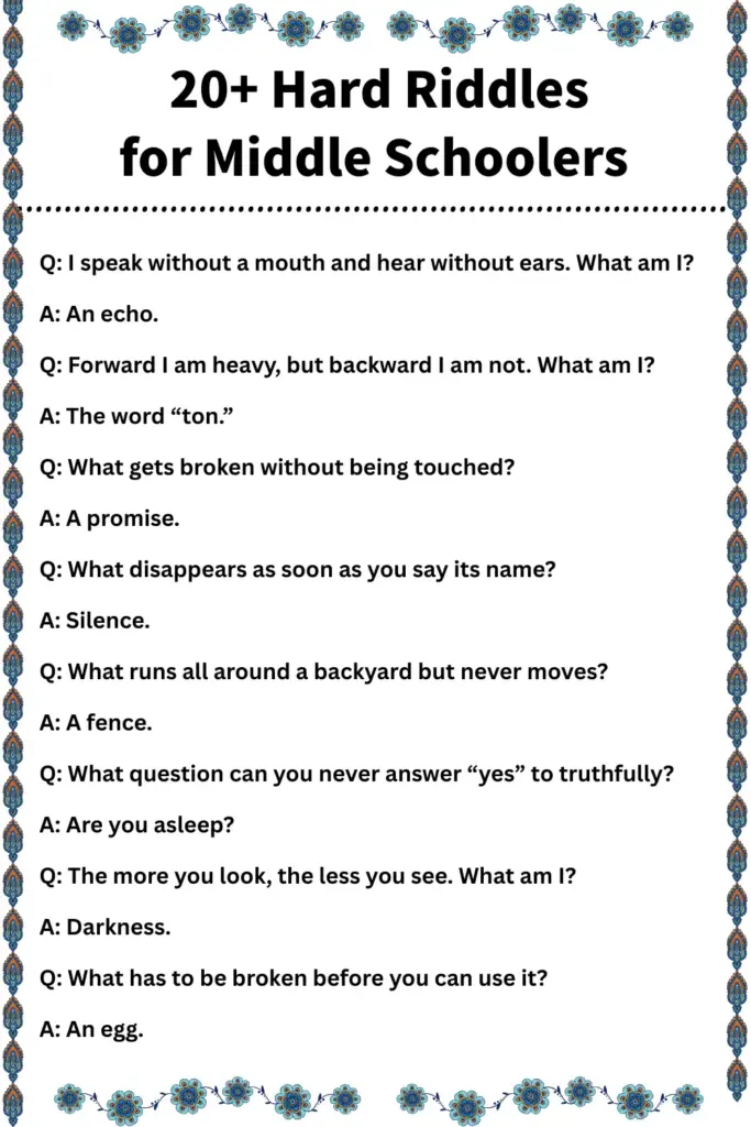 20+ Hard Riddles for Middle Schoolers 