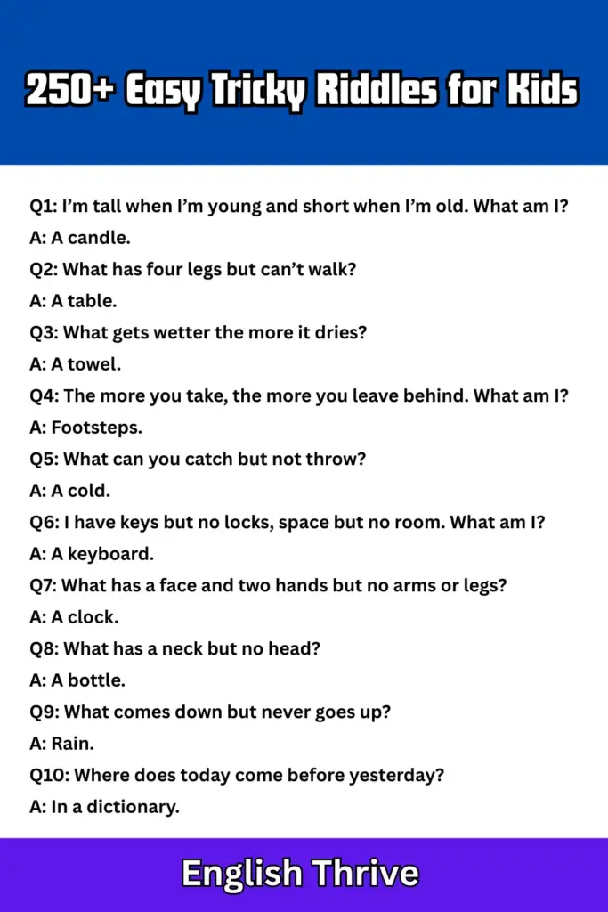 250+ Funny Tricky Riddles for kids