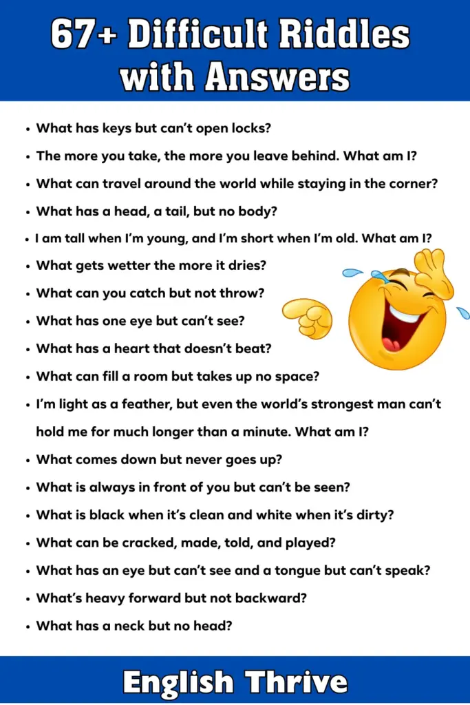 67+ Difficult Riddles with Answers