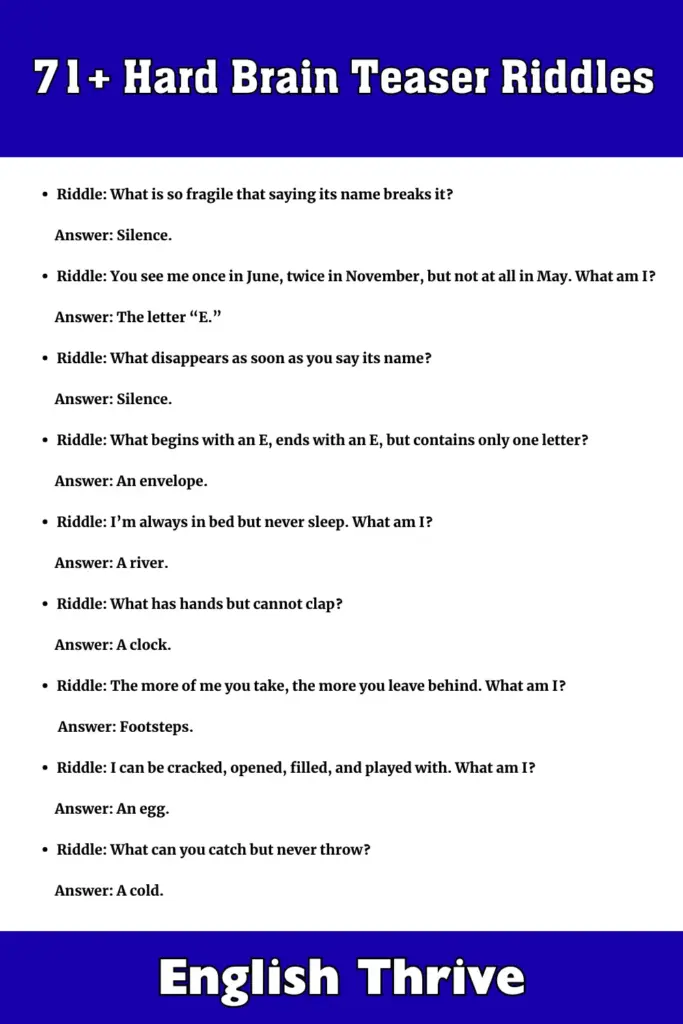 71+ Hard Brain Teaser Riddles