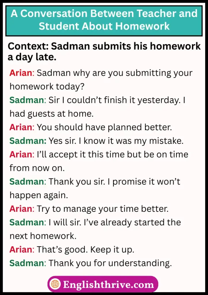 A Conversation Between Teacher and Student About Homework