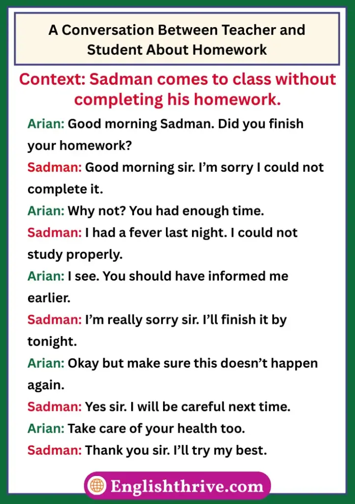 A Conversation Between Teacher and Student About Homework