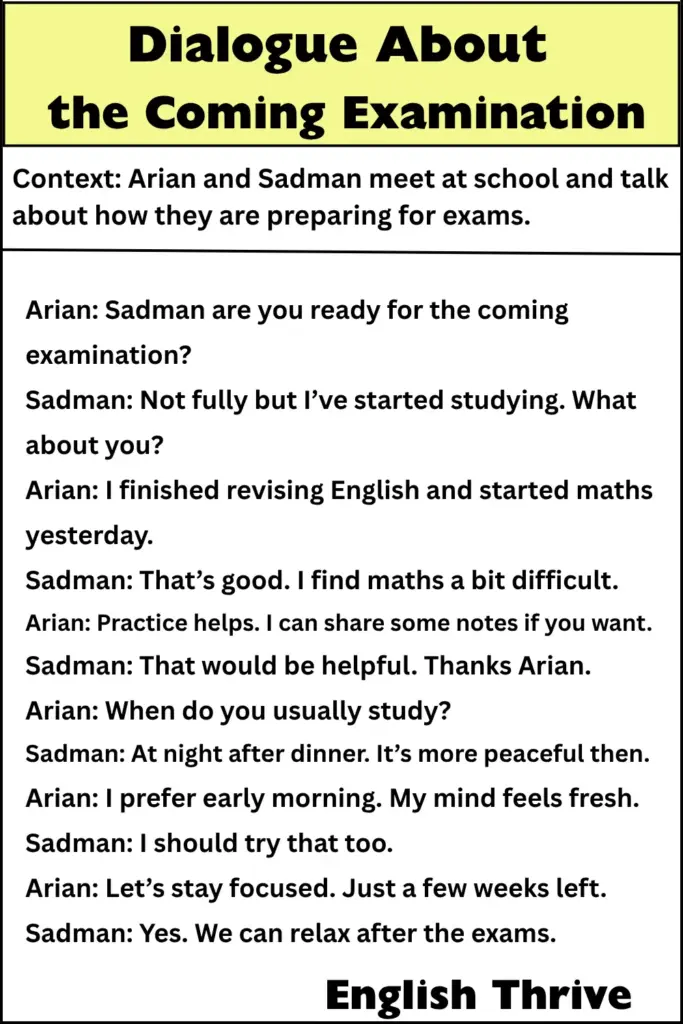 Dialogue About the Coming Examination